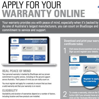 Bluescope Steel - Apply For Your Warranty Online - Colorbond Warrant Information Brochure - Total Roofing and Cladding Melbourne