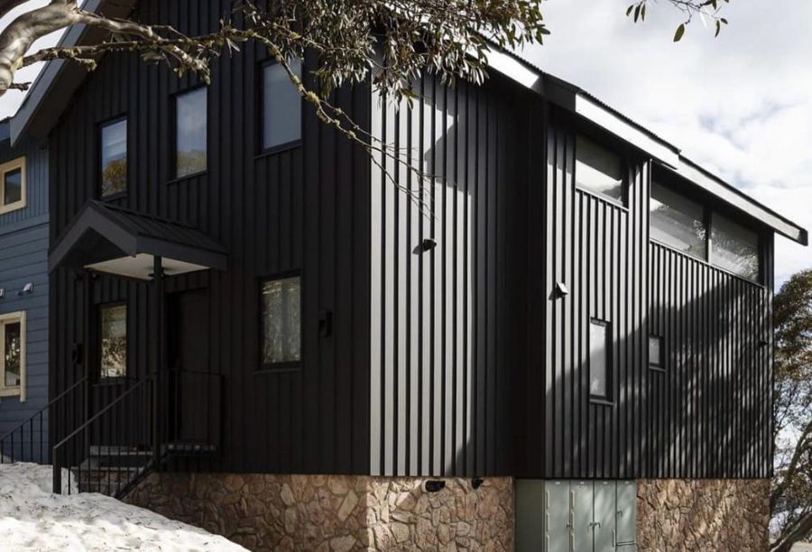 black vertical cladding facade - mount hotham - total roofing